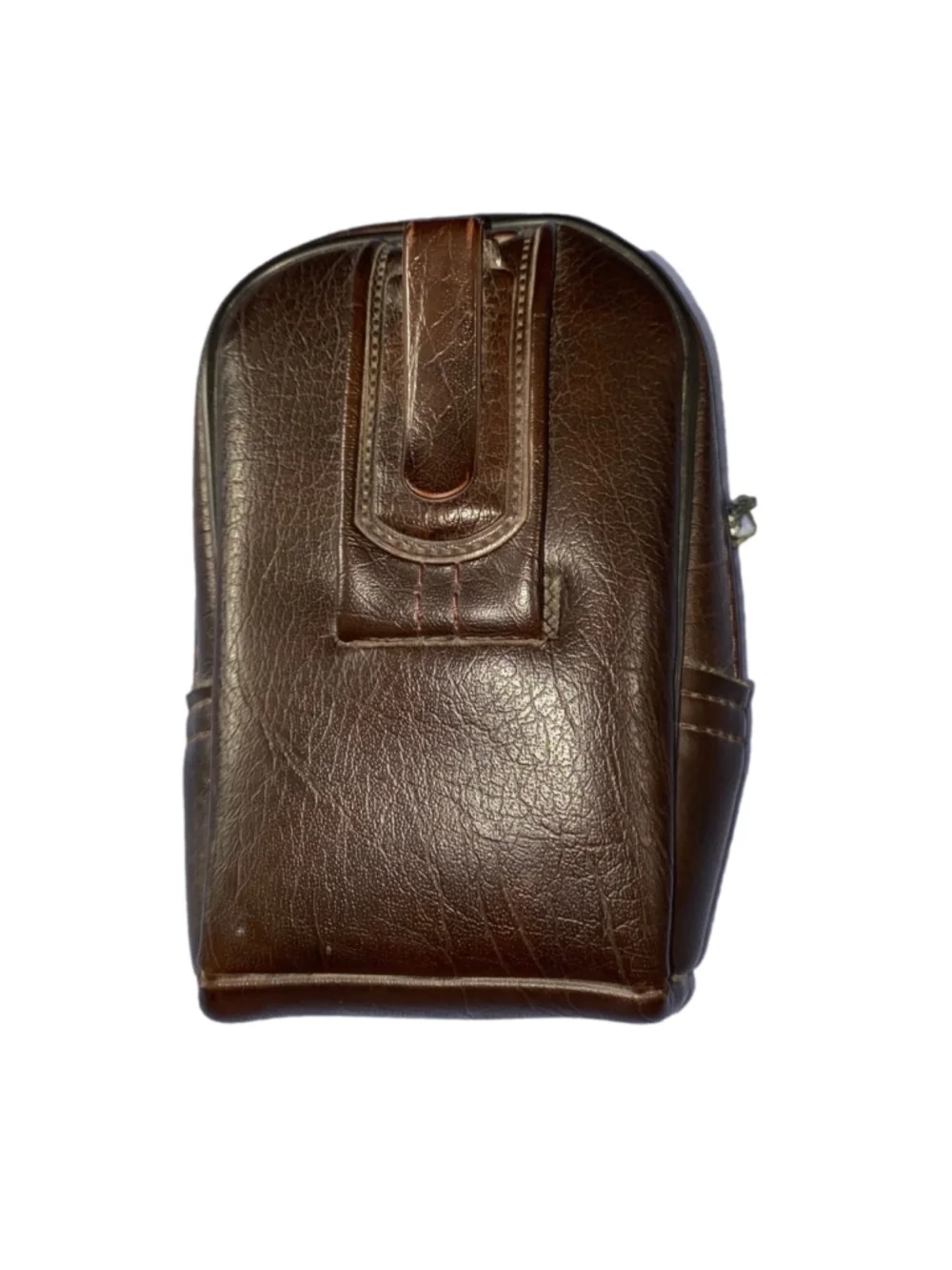 Kodak Vintage Brown Leather Camera Bag Tote Felt Lined
